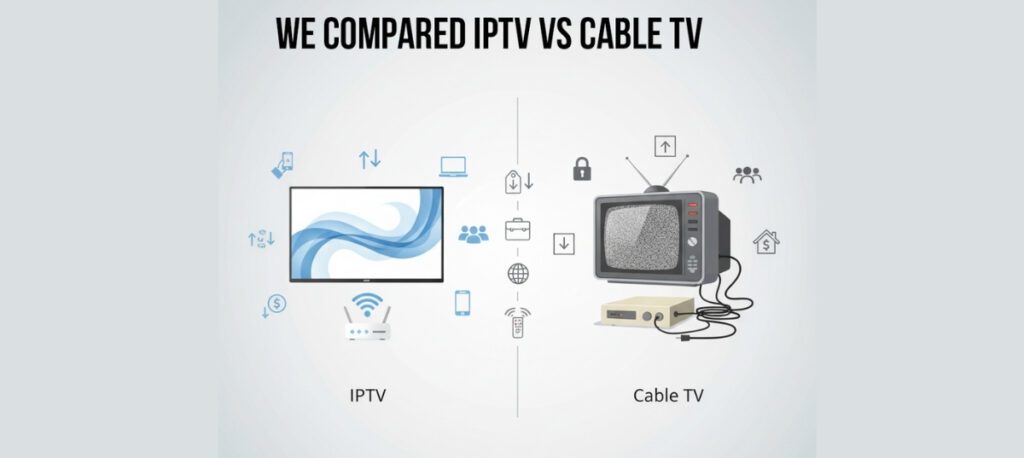 Illustration comparing IPTV Cable